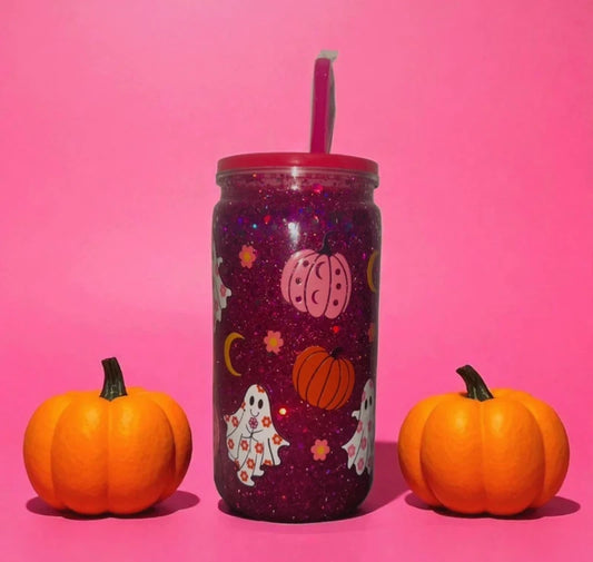 Pink Halloween Snow Globe Cup/Tumbler