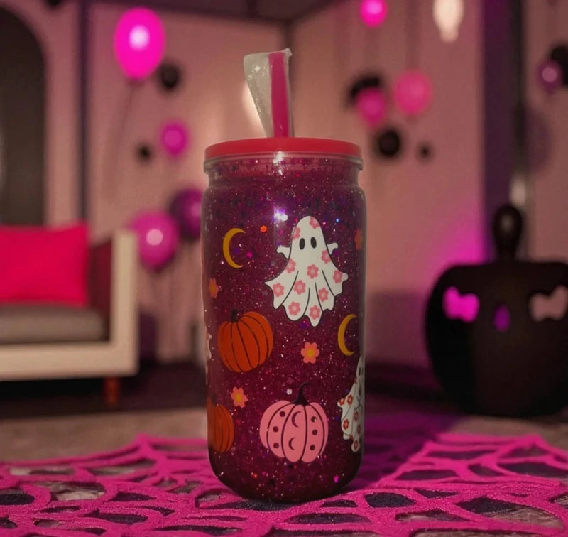 Pink Halloween Snow Globe Cup/Tumbler