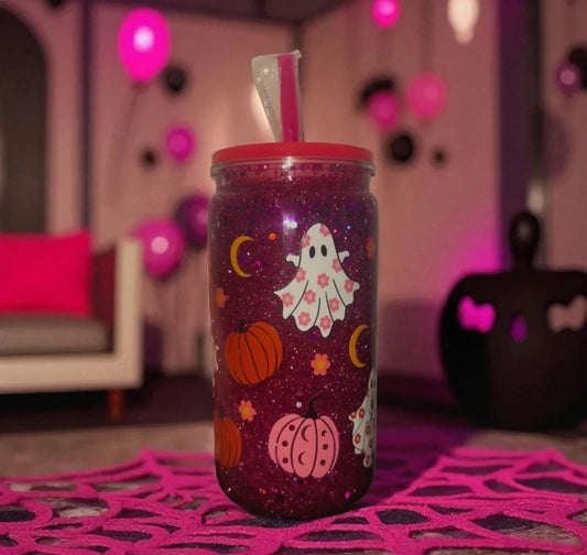 Pink Halloween Snow Globe Cup/Tumbler